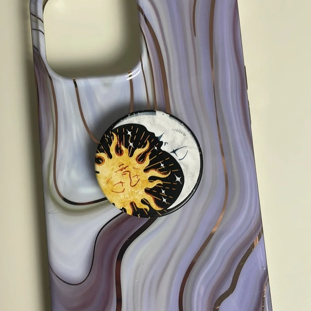 iPhone 13 Promax cover- lavender&rose&gold -pop socket holder